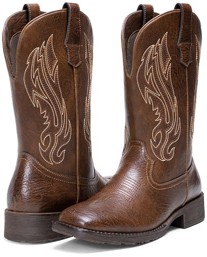 Image of Jousen Cowboy Boots for Men Square Toe Western Side Zipper