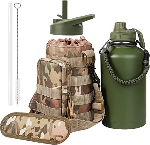 Glixoft 800ml Armee-Wasserflasche Mit Gürtel - Praktischer Outdoor-Trinkbehälter Für Camping & Abenteuer