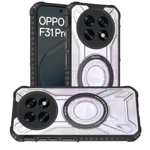 Image of AESTMO Hybrid Shockproof Back Cover Case for Oppo F31 Pro Plus 5G Compatible with MagSafe | Hard Back Case Cover for Oppo F31 Pro Plus 5G (PC & TPU, Translucent Back, Black Sides)