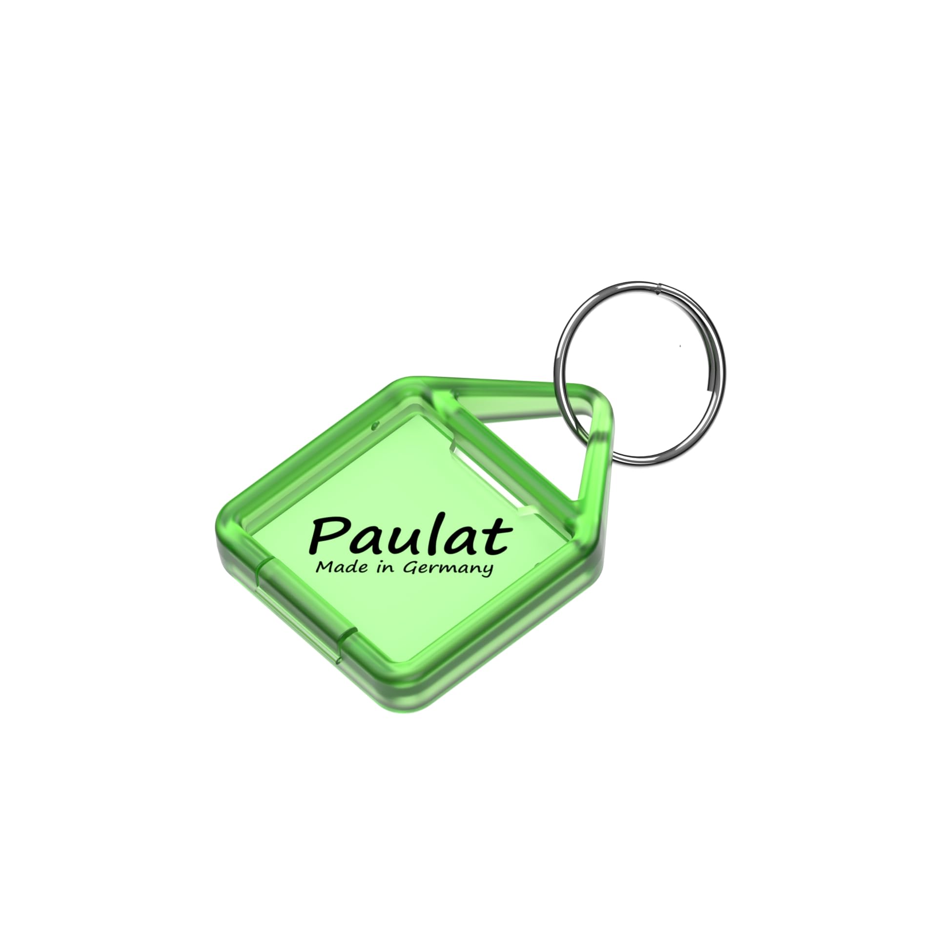 Paulat Schlüsselanhänger Nr. 14 (klein) aufklappbar, 20 oder 50 Stück, aus Kunststoff mit Ring, beidseitig lesbar & beschriftbar, in 8 Farben wählbar (20 Stück, transparent-grün (24))