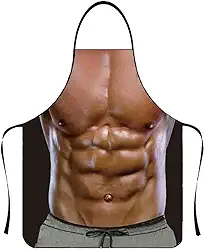 DDJYP Avental musculoso engraçado cozinha criativa cozinhar grelhar assar festa avental para homens aventais de cozinha novidade presentes, Preto, M