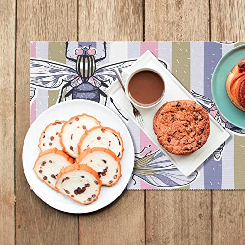 Sets de table à rayures d'insectes lavables pour protéger votre bois - 7