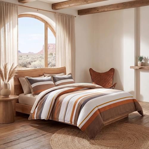 Image of HiEnd Accents Aria Washed Linen 3 Piece King Stripe Bedding Comforter Set