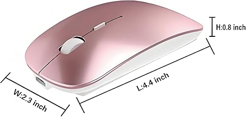 Miniatura 4 de Mouse inalámbrico USB C para MacBook Air MacBook Pro, mouse inalámbrico Bluetooth para portátilPCMaciPad procomputadora (oro rosa)