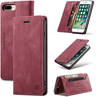 TOHULLE for iPhone 6 Plus 6S Plus iPhone 7 Plus iPhone 8 Plus Case, Vintage Wallet Case Card Holder Kickstand hidden Magnetic Flip Leather Case for iPhone 6 Plus/6S Plus/7 Plus/8 Plus - Red