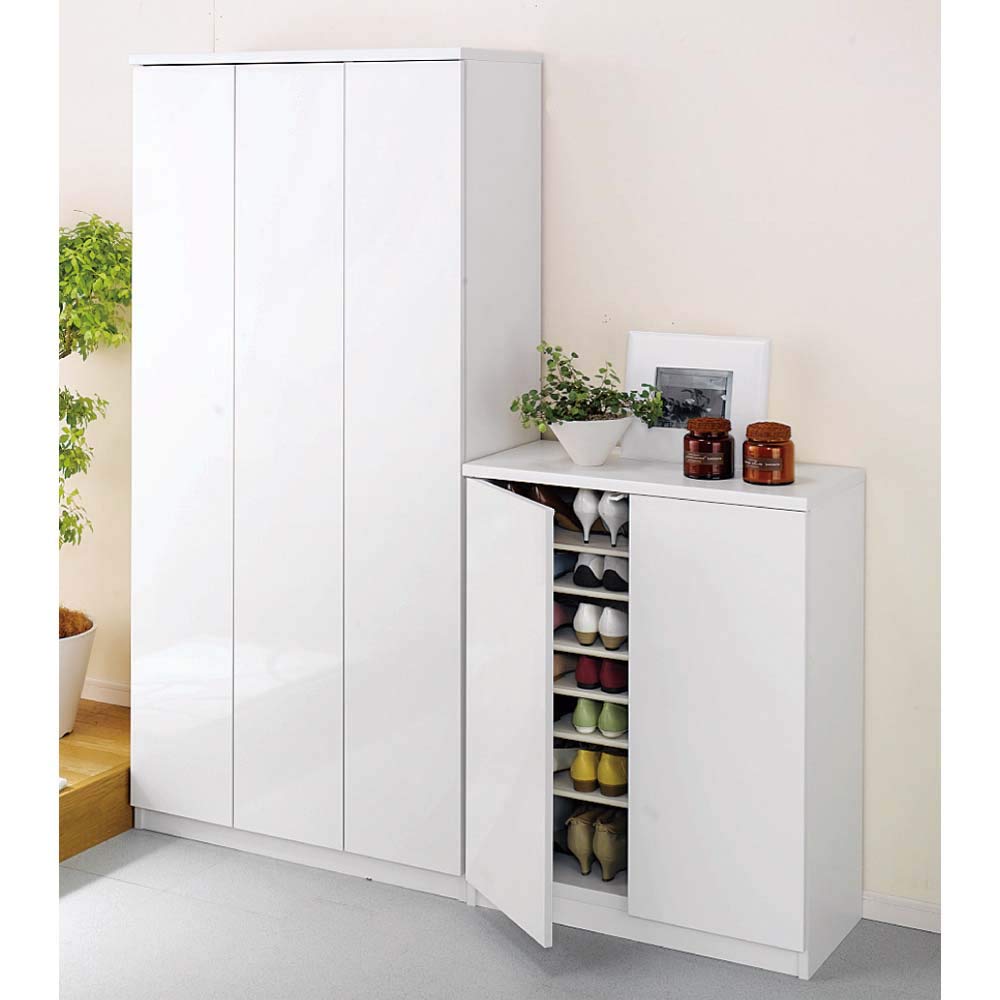 Amazon｜ディノス 下駄箱 玄関収納 シューズボックス 前面ミラー＆板戸