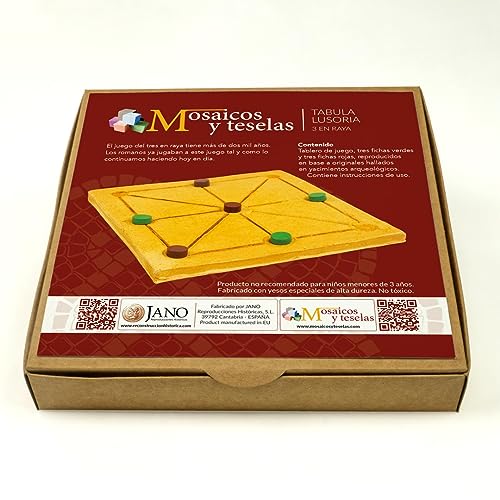 Juego romano. Tabula Lusoria. Tres en raya. Incluye fichas e instrucciones. Material: yeso cerámico extraduro/yeso piedra.
