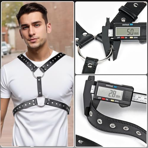 Men's Chest Harness Belt, Adjustable Body Harness Belt for Men, PU Leather Male Punk Chest Shoulder Harness Muscle Show Fashion Costumes for Cosplay Party3
