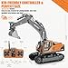 RC Excavator Toy for Boys 3-12, 3-IN-1 Bucket/Claw/Drill, 2.4GHz 14 Channel Construction Truck with 680°Rotating, 2400mAh Battery/LED Lights/Realistic Sounds, Durable Engineering Vehicle Gift for Boys