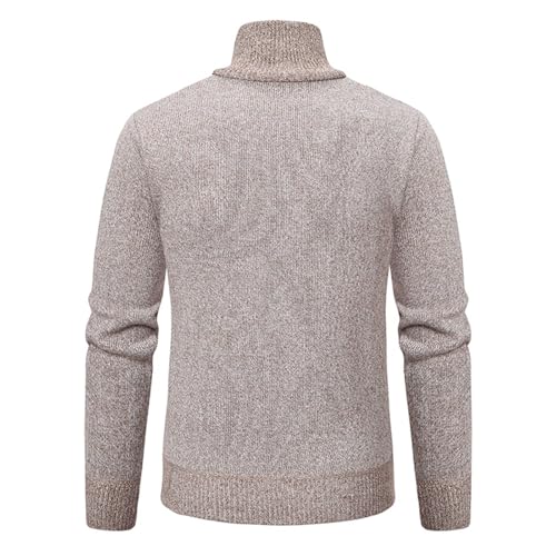 Uillui Mens Quarter Zip Sweaters Pullover V Neck Slim Fit Cable Knit Mock Turtle Neck Sweater Long Sleeve Thermal Pullover3