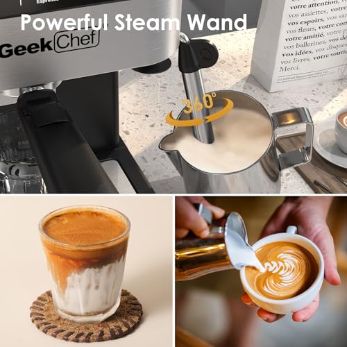 Geek Chef Espresso Machine, 20 Bar Espresso and Cappuccino Coffee Maker, Quick Heating Aut - image 3