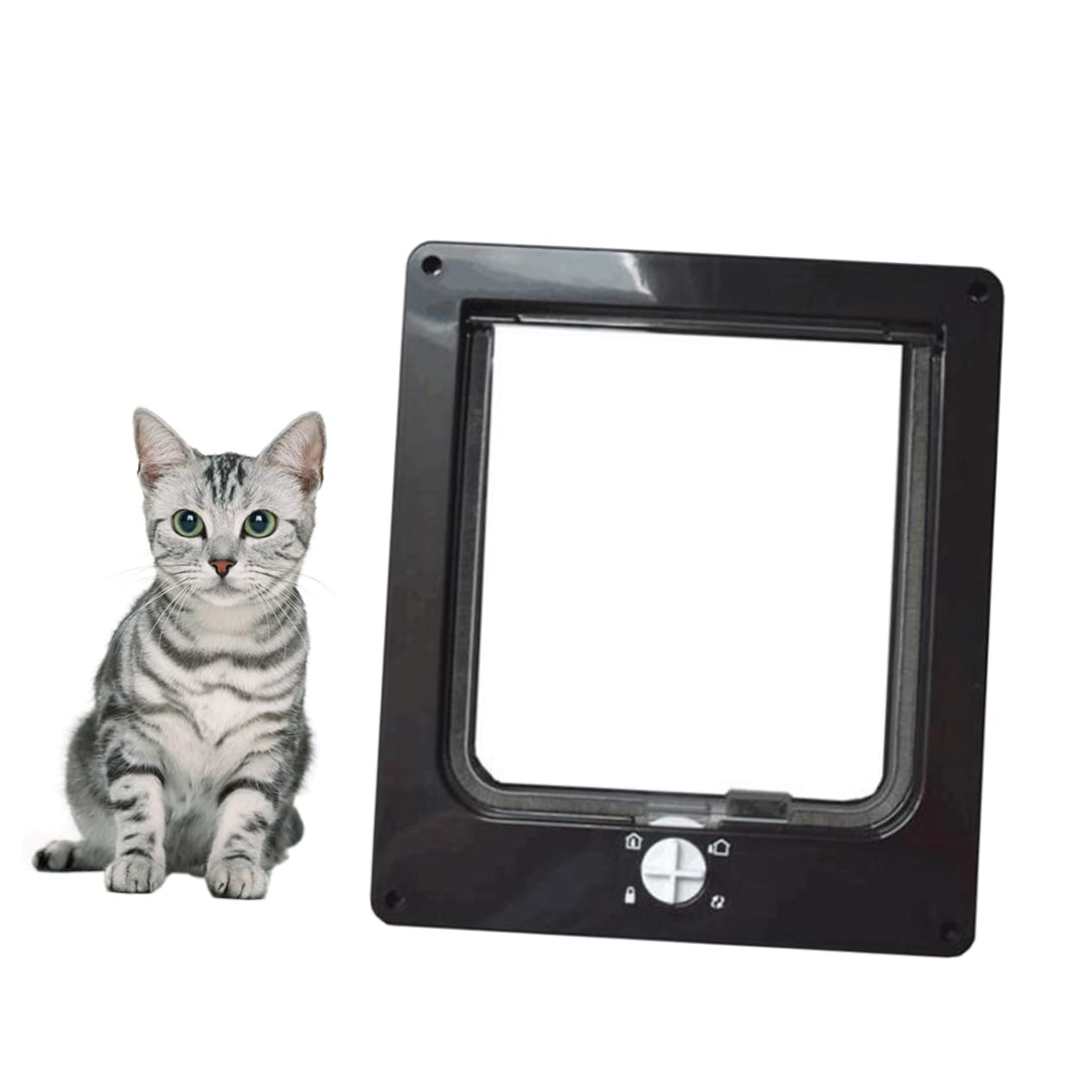 Chatière Abs Contrôlable Rotative Noir pour Chat, et Chaton