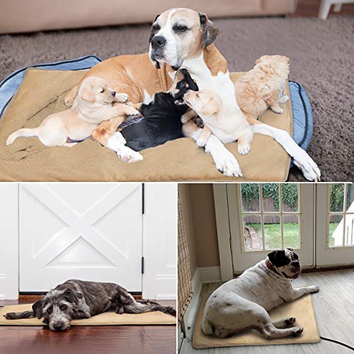 OMORC Pet Heating Pad, 12V Safe Dog Cat Heating Pad with 3 Level Timer & Temperature Settings & 2 Replaceable Cover, Auto Power-Off Thermostats and Anti-Bite Tube, 17" x 28.5" Heated Mat for Pets - Thumbnail 3