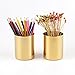 MEI YI TIAN Gold Pen Holder Glossy Stainless Steel Pencil Cup for Home Office Desk Organizers Multi Use Makeup Brush Holder Flower Vase Mini Pot Decor