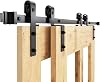 WINSOON 274cm Single Track Barn Door Bypass Track Kit for Double Barn Door,Heavy Duty Sliding Door Kit for 137cm Wide Interior Doors