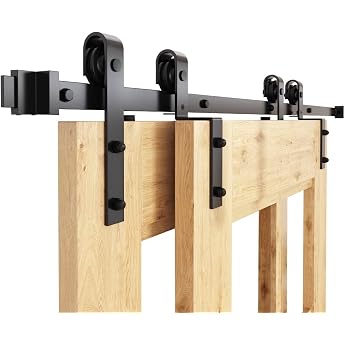 WINSOON 200CM Schiebet r Komplettset Bypass Doppelt r Schiebet rschiene Schwarz Schiebet rbeschlag f r Doppelt r 100 cm Keine T r