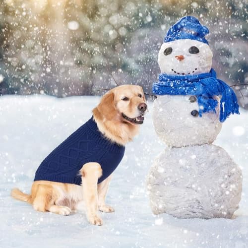 Image of BINGPET Dog Sweater for Large Dogs, Turtleneck Knitted Clothes