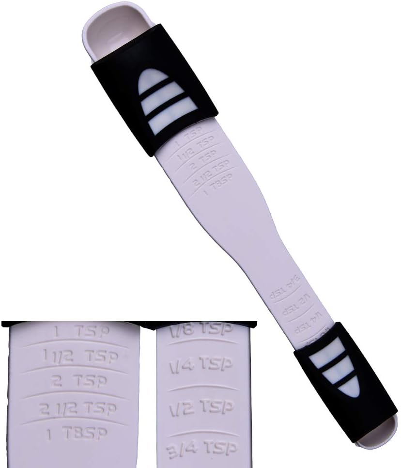 Adjustable Measuring Spoon Plastics White,Creative Double End Adjustable Scale,8 Stalls Measuring Spoon,Measuring Dry/Semi-Liquid Ingredients,for Baking,Cooking,Coffee,Sugar,Salt,Powder.
