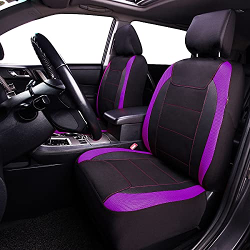 Flying Banner Gabardine Vordersitzbezüge aus Netzstoff Airbag-kompatibel universell für die meisten Autos LKWs Lieferwagen SUVs (Lila)