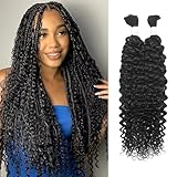 Human Braiding Hair for Boho Braids 2 Bundles 100g 18Inch Water Wave Human Hair Braiding Hair 12A Brazilian Virgin No Weft Hair Extensions for Bohemian Knotless Braids Bulk Human Hair for Braiding