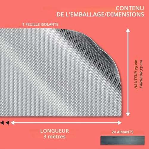 Panneau isolant pour radiateurs 300x75cm à fixation magnétique