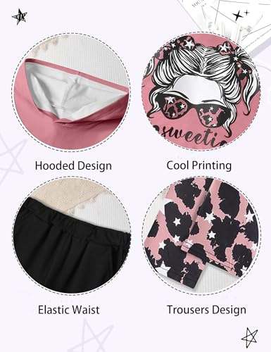 Image of Girls Fall Outfits Sweetie-girl Hoodie and Camo Pants Size 6-16 | Curved Hem Design,Skin-friendly Cotton Blend,for Daily School Playdates,Fall&Winter,Easy On & Off Pullover