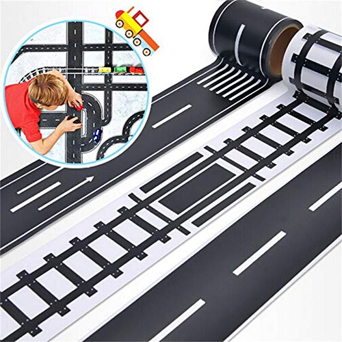Piste adhésive noire, ruban de route pour voitures de jouet pour enfants, décorations de voitures de course pour la fête d'anniversaire des enfants ( ruban de route - 10,2 cm x 10,1 m Piste adhésive noire, ruban de route pour voitures de jouet pour enfants, décorations de voitures de course pour la fête d'anniversaire des enfants ( ruban de route - 10,2 cm x 10,1 m