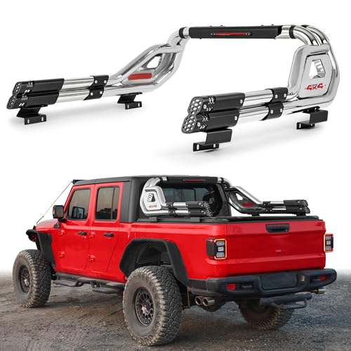 Image of MONOKING Full Size Stainless Steel Roll Bar for Truck with Brake Light, Sports Bar for 2007-2026 F-150 F-250 F-350 Raptor Ranger Dodge Dakota Colorado Silverado Sierra Frontier