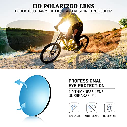 Image of WEAROYO Polarized Sports Sunglasses for Men Women,Fishing Driving Rectangular Goggles UV400 Protection