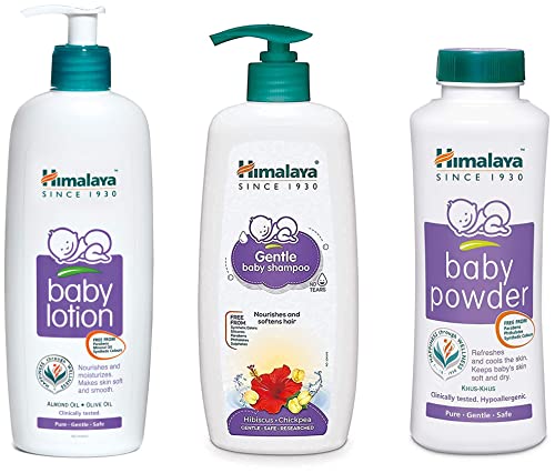 Image of Himalaya Baby Shampoo (400 ml), Powder (400g) & Herbals Lotion (400ml)