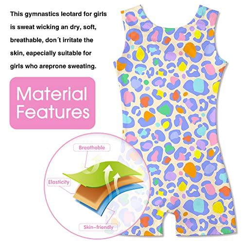 uideazone Toddlers 3t 4t Leopard Leotards for Girls Sparkly Stretchy Gymnastics Unitards Quick Dry Biketards