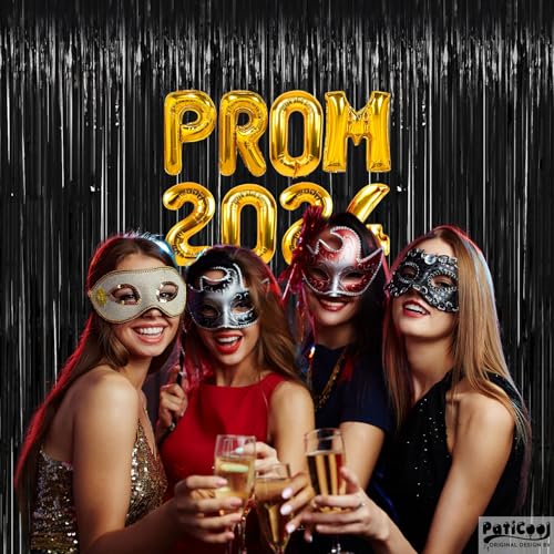 Image of Thicken Black Tinsel Backdrop Curtains 2 Pack 3.2 x 8.2 FT, Black Streamers, Birthday Decorations for Men, Foil Fringe Photo Backdrop for Retirement, Bachelor Party Decorations, New Years, Halloween