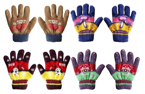 Image of Acrylic warm Woolen Winter knit cold weather fleece wool Gloves for Boys & Girls, fits for 5-10 years