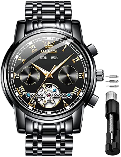 Image of OLEVS Automatic Mens Watch Self Winding Stainless Steel Gold Watch for Men