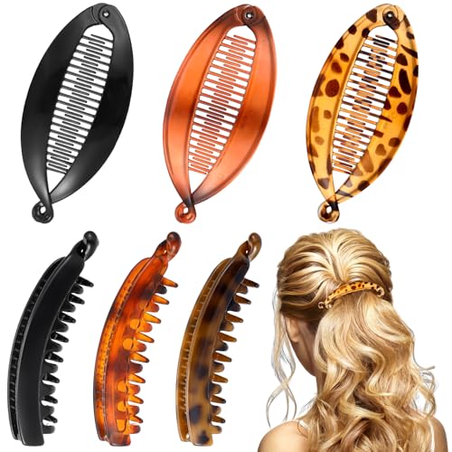 dusaniyali 6 Stück Banana Clips Bananen Haarspangen Stylische Bananenclips für Damen Dünnes und Dickes Haar