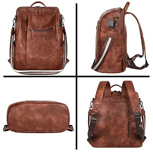 Backpack-Purse-for-Women-Large-Shoulder-Bags-with-USB-Charging-Port-fit-156-inch-laptop-Waterproof-PU-Leather-Casual-Women-Handbag-Anti-Theft-Bookbag-Purse-for-Work-Office-Travel-College-School