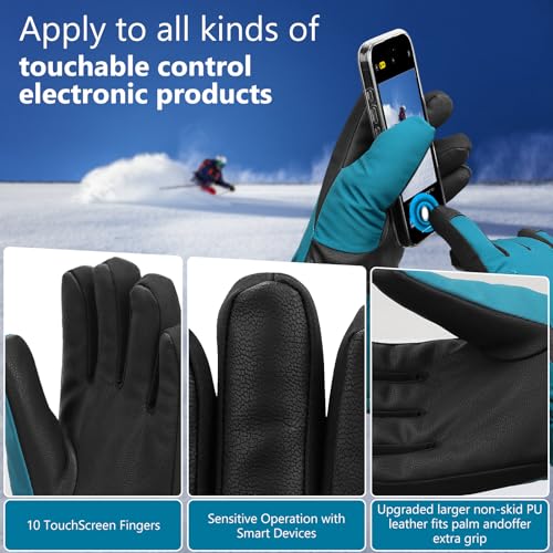 Snow Gloves,Ski Gloves 3M Winter Warm and Waterproof Cold Weather Gloves-for Parent Boys Girls- Skiing,Cyclin3