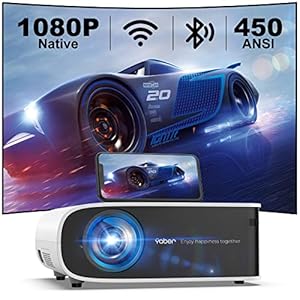 YABER Pro V8 4K Projector with WiFi 6 and Bluetooth, 450 ANSI Outdoor Projector, Native 1080P Portable Movie Projector…