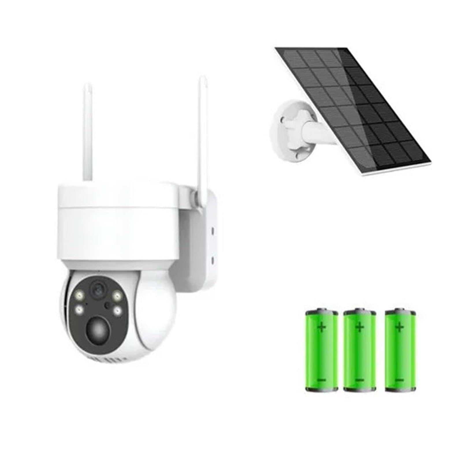 Caméra de sécurité, Caméra Solaire PTZ 4MP caméra de sécurité sans Fil CCTV Batterie extérieure IP Rechargeable avec Panneau