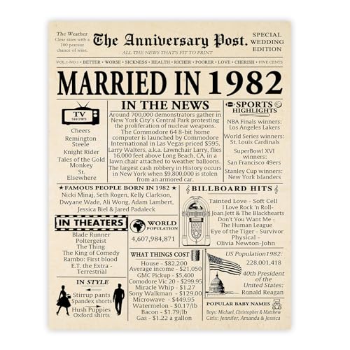 Poster 43 ans de mariage célébrant l'amour durable et les souvenirs de 1982