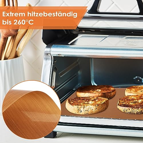 Xikulia Permanente Backfolie, wiederverwendbares Backpapier für Ofen und Grill – hitzebeständig und antihaftbeschichtet, frei, 4er-Set Back-Grillmatte für BBQ, Kekse, Pizzagrill – Bild 4