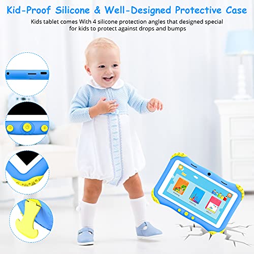 Kids Tablet, Android Tablet for Kids, 7 inch HD IPS Eye Protection Screen Tablet with WiFi, 16GB, Quad-Core, Dual Camera, Kids APP Preinstalled, Educational Games, Parent Control Children Tablet(Blue) - Image 5