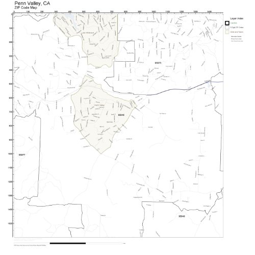 ZIP Code Wall Map of Penn Valley, CA ZIP Code Map Laminated