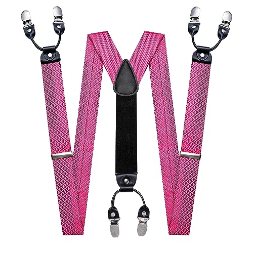 Image of YOHOWA Men Suspenders 6 Clips Strength Adjustable Y Braces Pre-Tied Bow Tie Set Formal Wedding Party