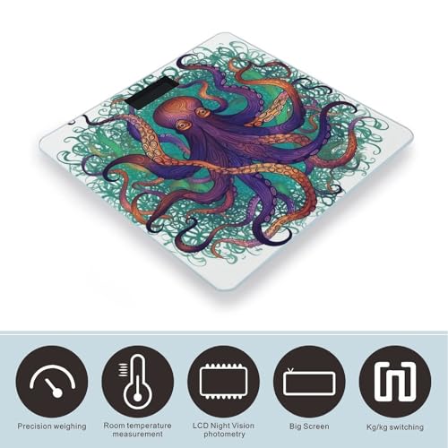 Báscula digital para baño con pantalla LCD y vidrio templado miniatura 3