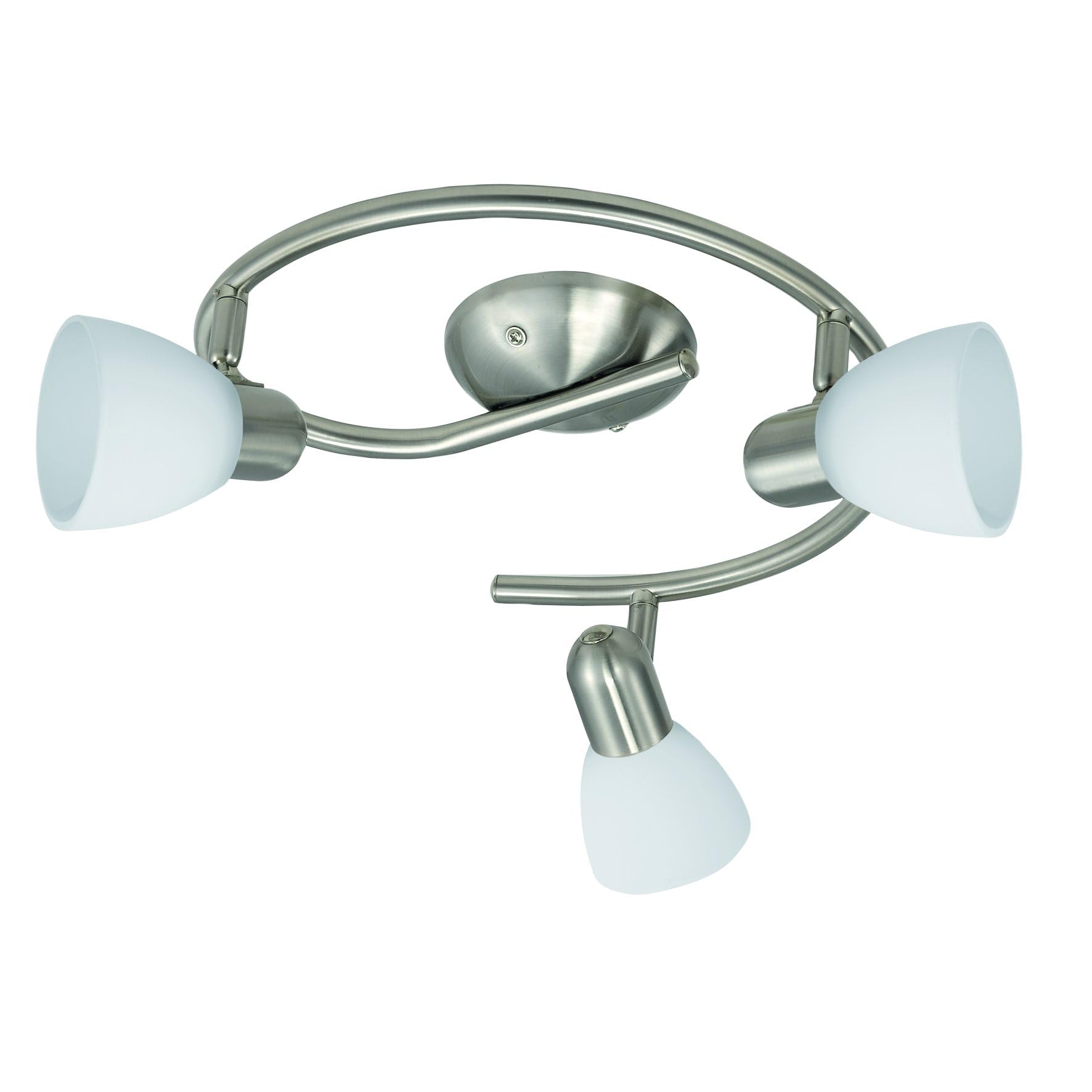 EGLO Deckenlampe Dakar 1, 3 flammige Deckenleuchte, Deckenspot aus Stahl, Farbe: Nickel matt, Glas: Milchglas mit Wischtechnik, weiß, Fassung: E14