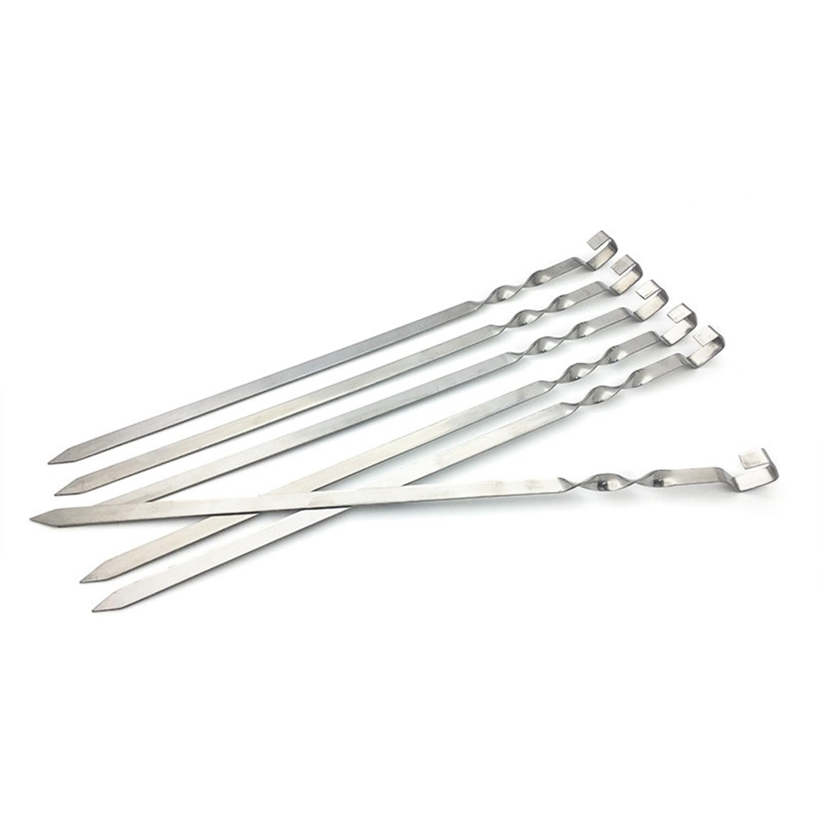 vfdaSWQQ BBQ stick, Kebab Skewers, Flat BBQ 45cm 17.8'' Stainless Steel Meat Metal Stick Barbecue Grill