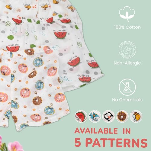 Image of BAYBEE 100% Organic Muslin Baby Cotton Shorts - Summer Wear Half Pant Boxers for Infant, Toddler & Newborn (Assorted, Pack of 5)