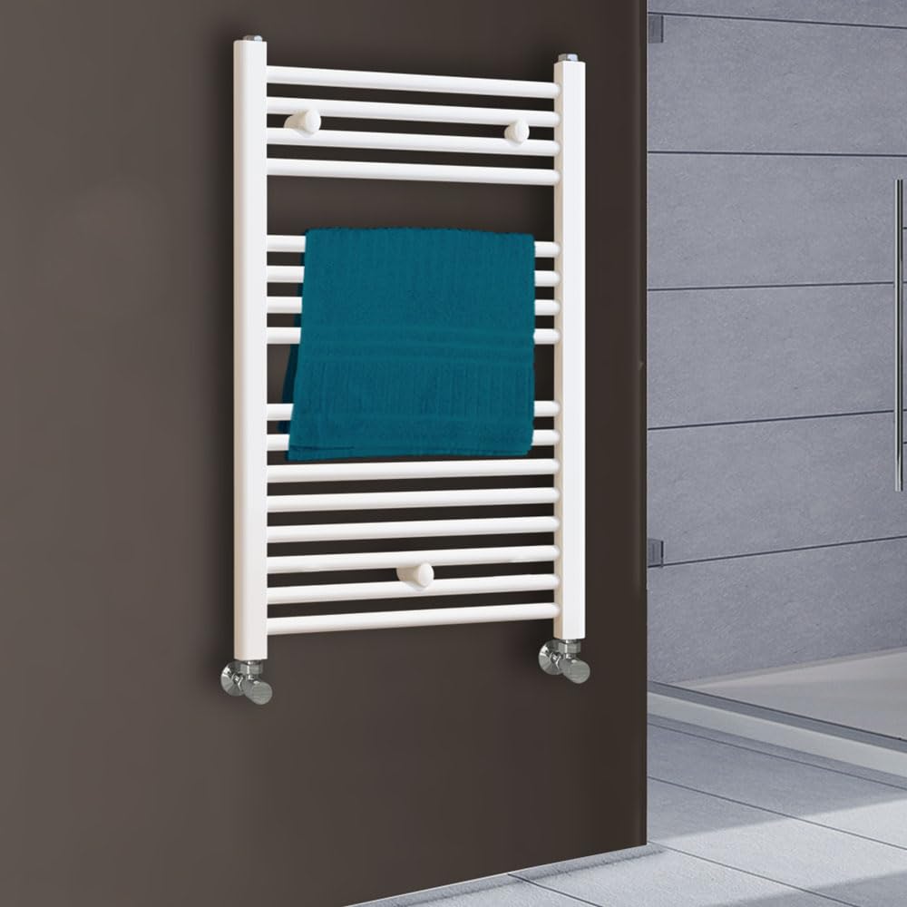 Kibath L305474 Toallero Secatoallas radiador para integrar en Circuito de Agua Caliente, Tubos de Acero con Acabado Lacado en Blanco 800x500. Válido para Red de calefacción estandar