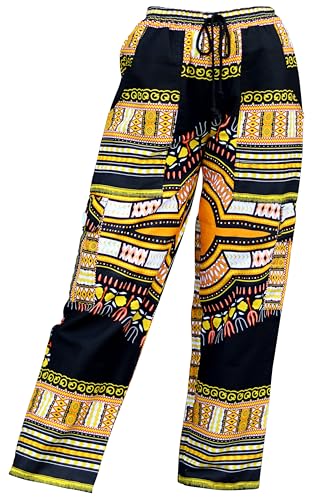 DA'IKI Loose and Casual Ladies Cotton African Dashiki Pants Cargo Khakis Ankara Art